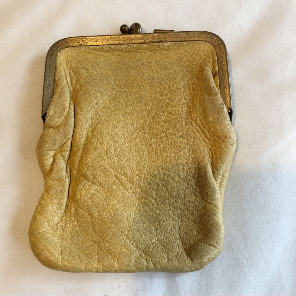 Vintage Mustard Yellow Leather coin Purse